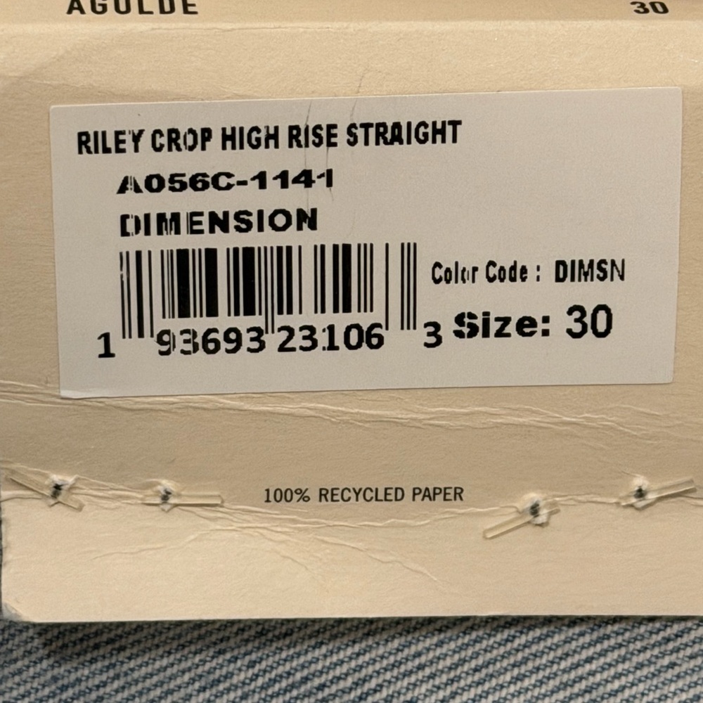 NWT Agolde Riley High Rise in Dimension - Size 30 - Picture 5 of 9